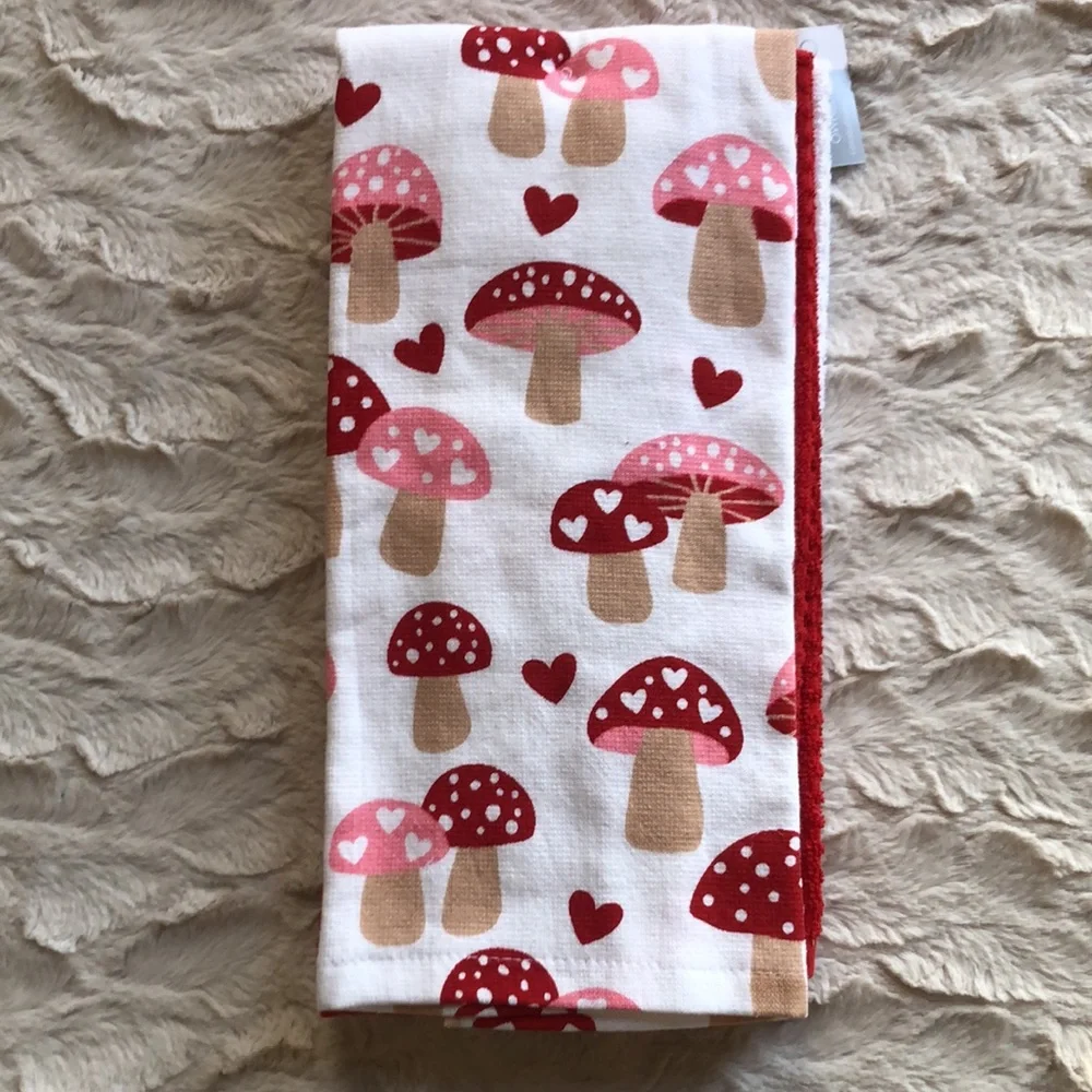 Casaba Mushroom Hearts Kitchen Towels